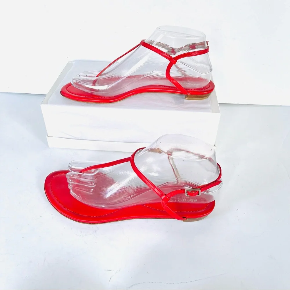 Sergio Rossi red leather flat sandals  38